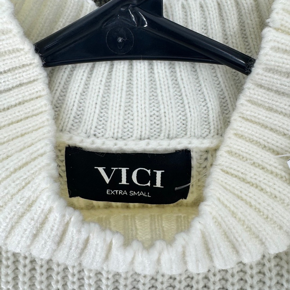 NWT VICI-Nordstrom Colorblock Mock Neck Knit Sweater Dress‎ Olive Cream Black XS - Picture 9 of 13